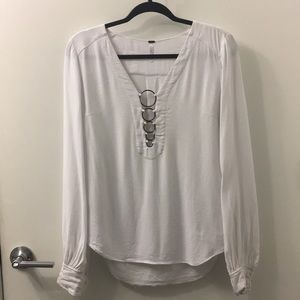 Free People White “All Over You Deep V”